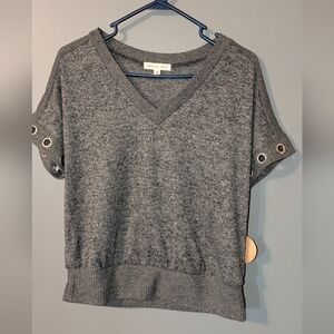 Parallel Sky Gray Short Sleeve Sweater